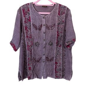 Vintage Geeta Embroidered Boho Hippie Blouse Size OS